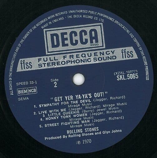 THE ROLLING STONES Get Yer Ya-Ya s Out Vinyl Record LP Decca 1970